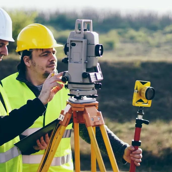 custom-home-project-survey-1 Two land surveyors.