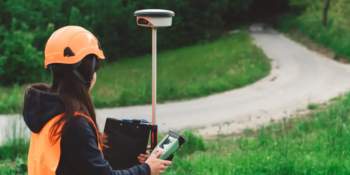 innovative-tech-land-survey-1 A person operating a GNSS Device.