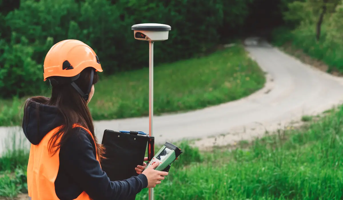 innovative-tech-land-survey-1 A person operating a GNSS Device.